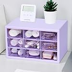 Desk Storage Organizer with 9 Drawers, Clear Plastic Storage Cabinet, Stackable Desk Storage Box for Makeup Office Craft Hardware Art Supplies, 9.8×6.3×5.9inch(White)