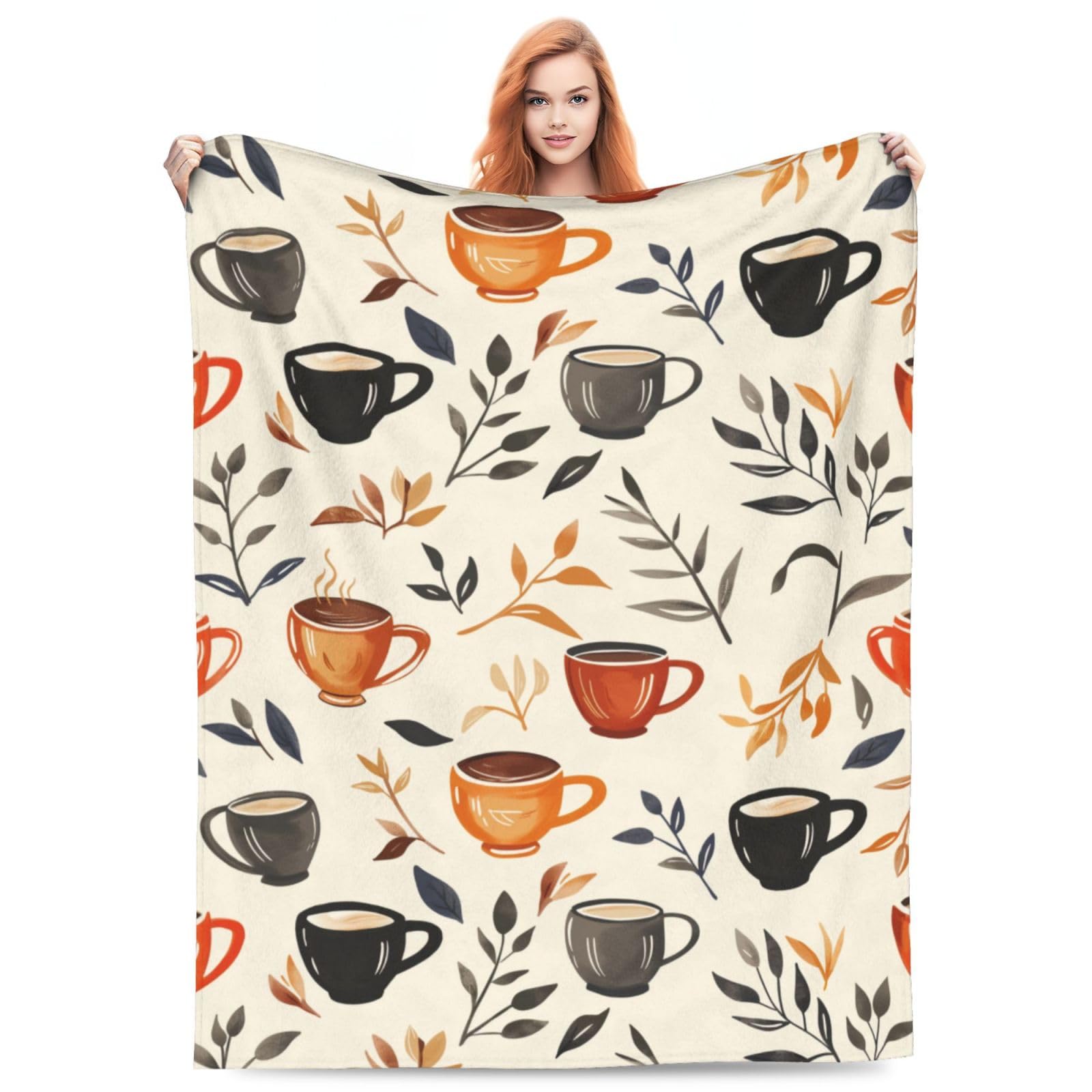 Turamurra Coffee Blanket Gifts for Adults Women Men Coffee Lovers Soft Warm Lightweight Cozy Coffee Throw Blankets for Bed Sofa Living Room Couch Home