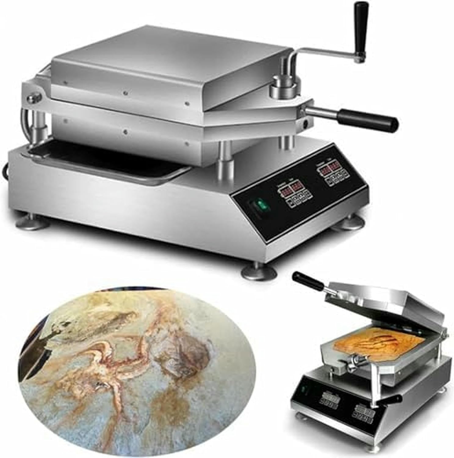 Prawn Tako Senbei Maker Machine, Intelligent Temperature Control Crepe Maker, Pancake Grill Roaster, Seafood Fossil Cake Machine