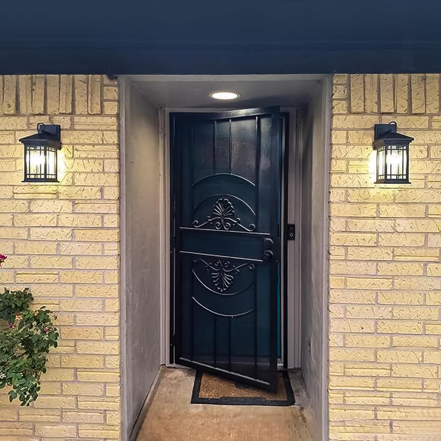 Outdoor Porch Lights Wall Mount, 2 Pack 12.4 Inch Outdoor Wall Lantern With E26 Sockets & Seeded Glass, Classic Exterior Lighting Fixtures, Waterproof Black Porch Light Fixtures For House, Garage