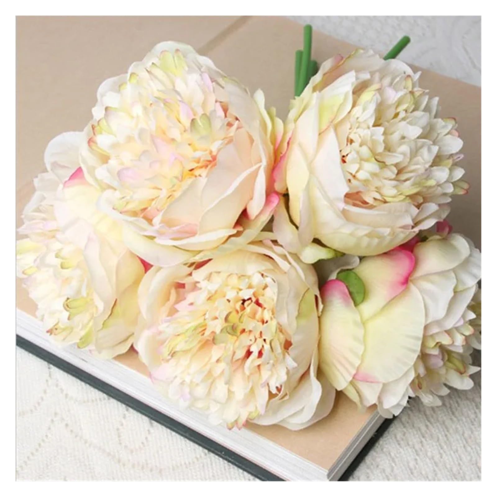 Flores Artificiales, 5 Cabezas, peonías de Seda Grandes, Ramo de Novia, decoración para Centro de Mesa de Boda, peonías de Seda, Flores, Mac