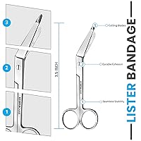 Vista 25 de Tijeras para vendajes de acero inoxidable Utopia Care Lister, 5.5 pulgadas