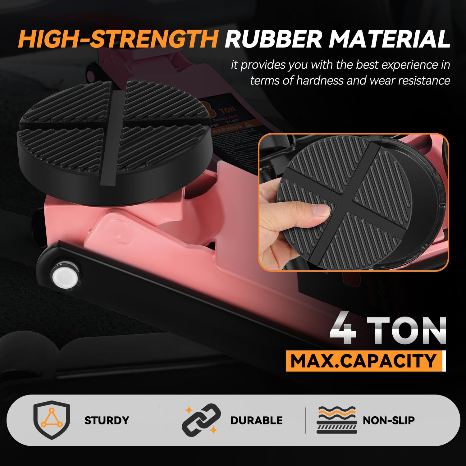 Auto Dynasty 4pcs Floor Jack Rubber Pad Universal Jack Pad Adapter Slotted Frame Rail Protector Pads for Floor Jack, Trolley Jack, Vehicle Lift and Axle Stand, 4.93