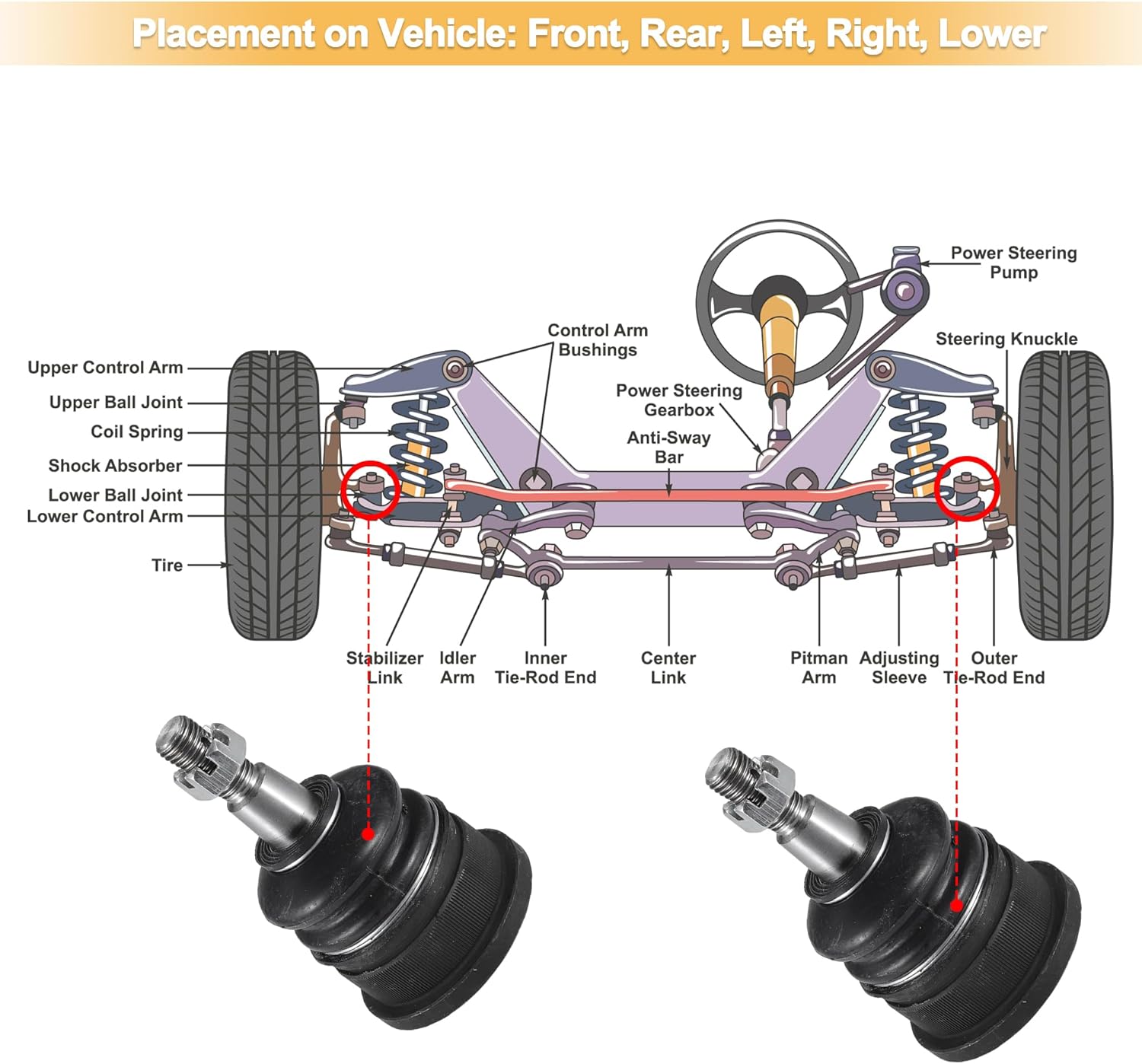 X AUTOHAUX 4 Pcs Front Sway Bar Links Lower Ball Joints for Dodge Grand Caravan 2008-2018 for Chrysler Town Country for Ram C/V for VW Routan No.K500082/K7258 Suspension Stabilizer Bar Links