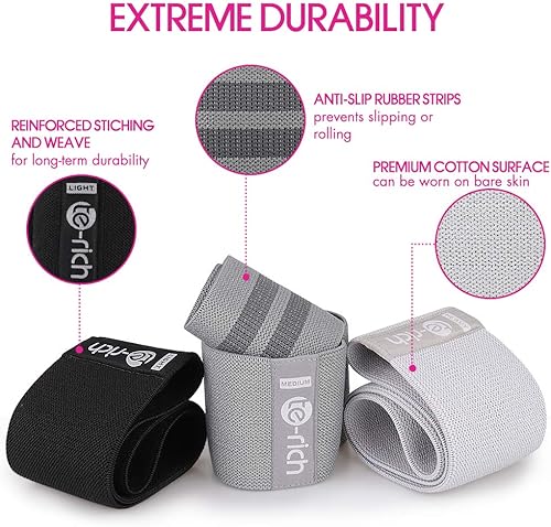 Miniatura 6 de Resistance Bands, Fabric Workout Bands for Women & Men, Cloth Booty Resistance Loop Bands, Thick Squat Bands for Butt/Legs/Thigh/Hip/Glute Excersing