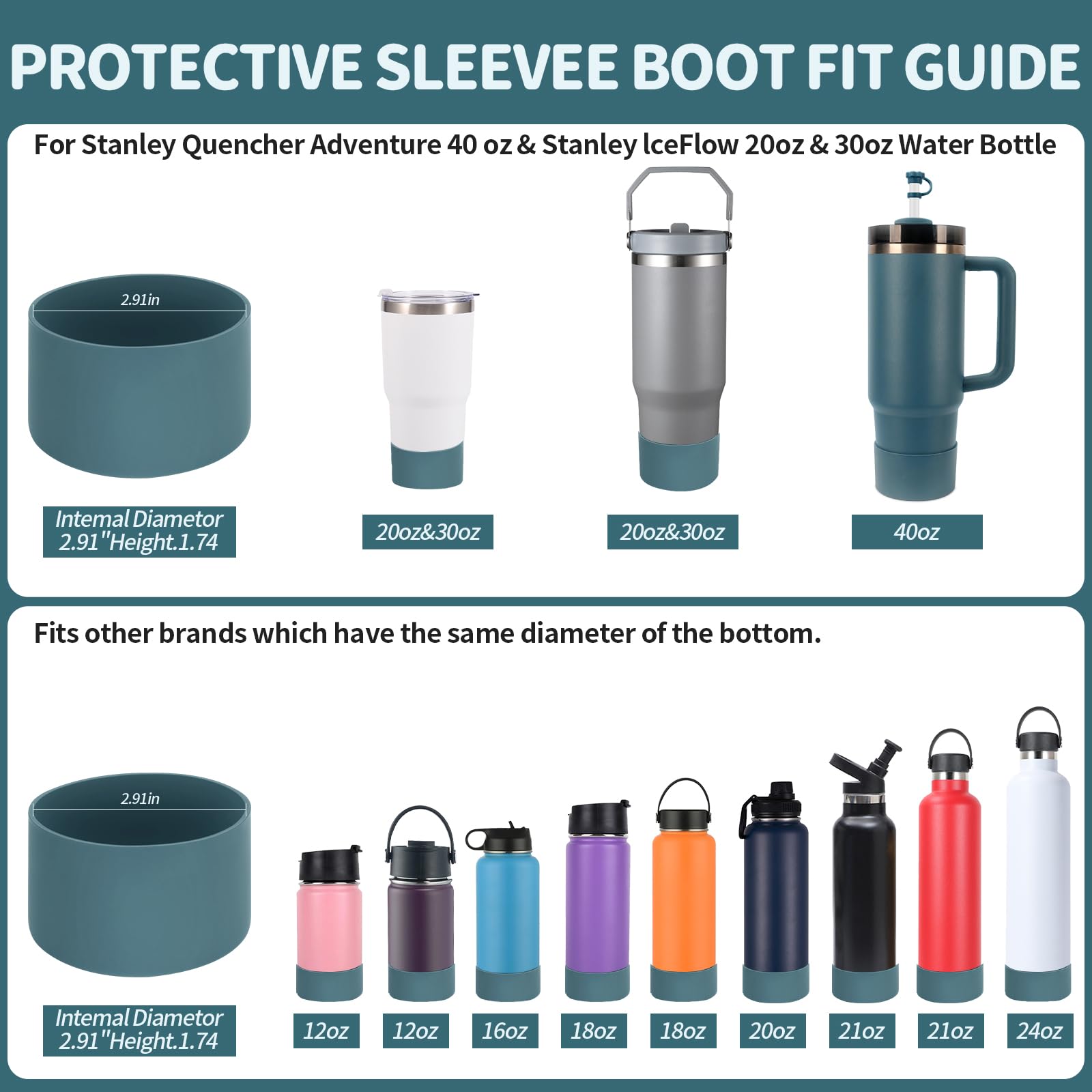 8 pezzi, tra cui 2 tappi di copertura per cannuccia, 2 tappi quadrati per fuoriuscite, 2 tappi rotondi per perdite, 2 stivali in silicone per Stanley Cup 2.0 1,2 l e 850 ml (Blue Spruce)