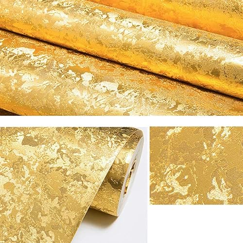 Miniatura 7 de Q QIHANG - Papel tapiz moderno y simple de papel de aluminio dorado, impermeable, para hotel, KTV Bars TV, telón de fondo, 1.73 pies de ancho x 32.8