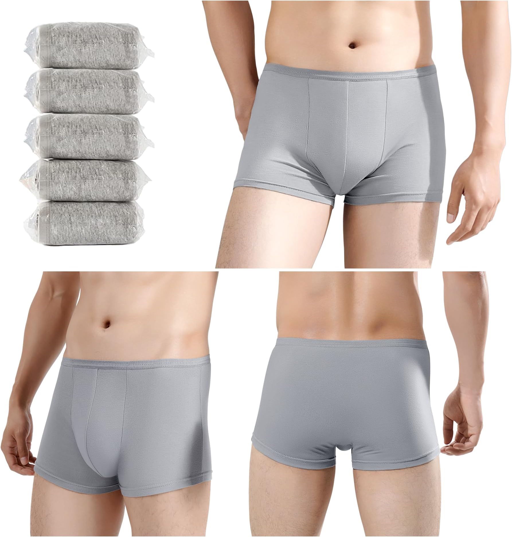 Men's Disposable 100% Cotton Underwear Boxers Briefs Portable Shorts for Travel Fitness Swimming Hotel Spa Hospital Stays