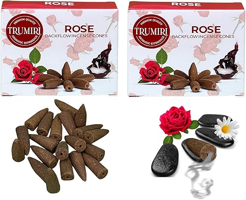 Miniatura 6 de Conos de incienso de reflujo de rosas, 20 conos de incienso en cascada en total, paquete doble de 10 conos de incienso de reflujo, conos de incienso