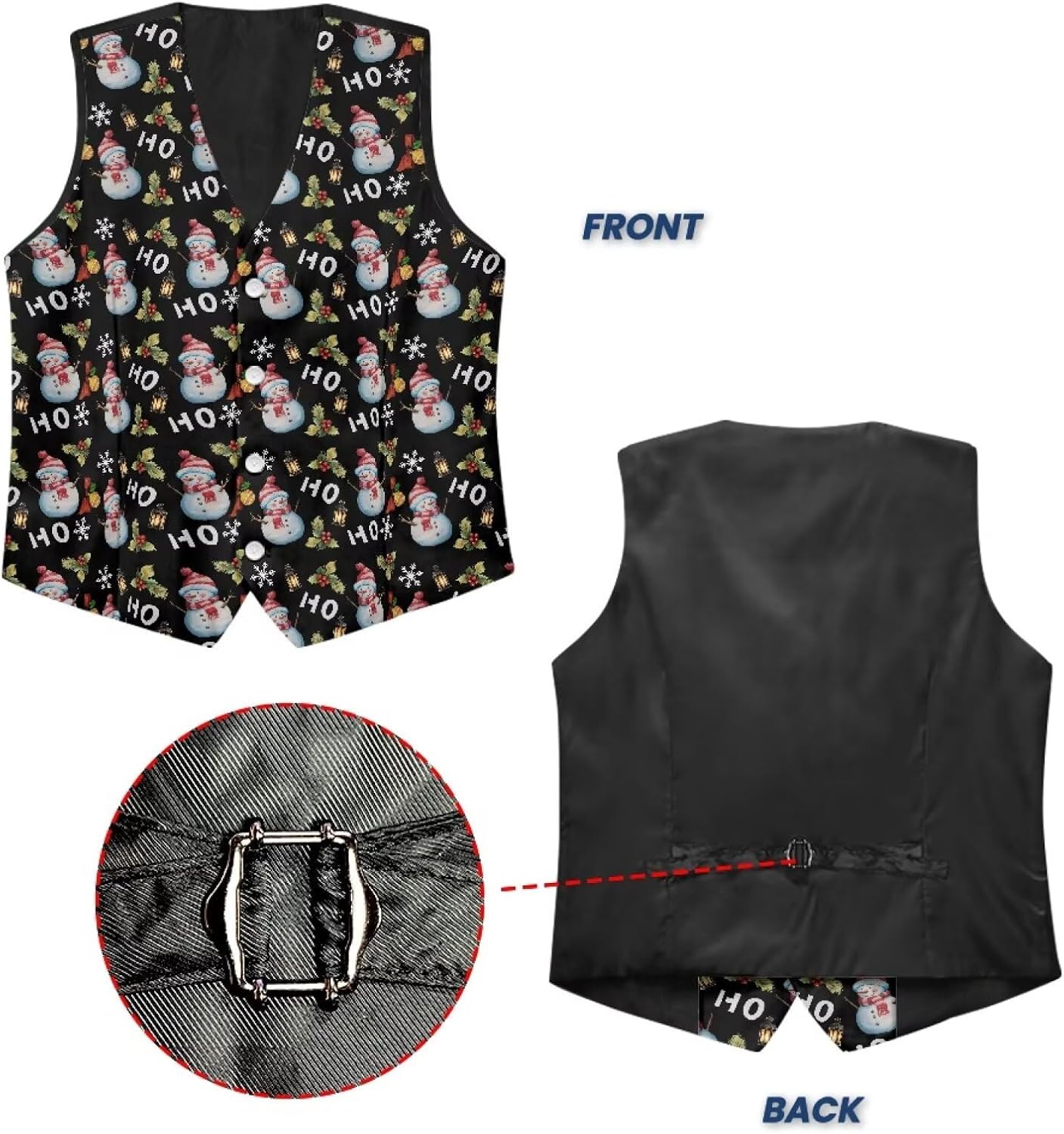 Christmas Suit Jackets for Men Lightweight Men's Suit Vests for Casual Party V-Neck Mens Waistcoat with Strap