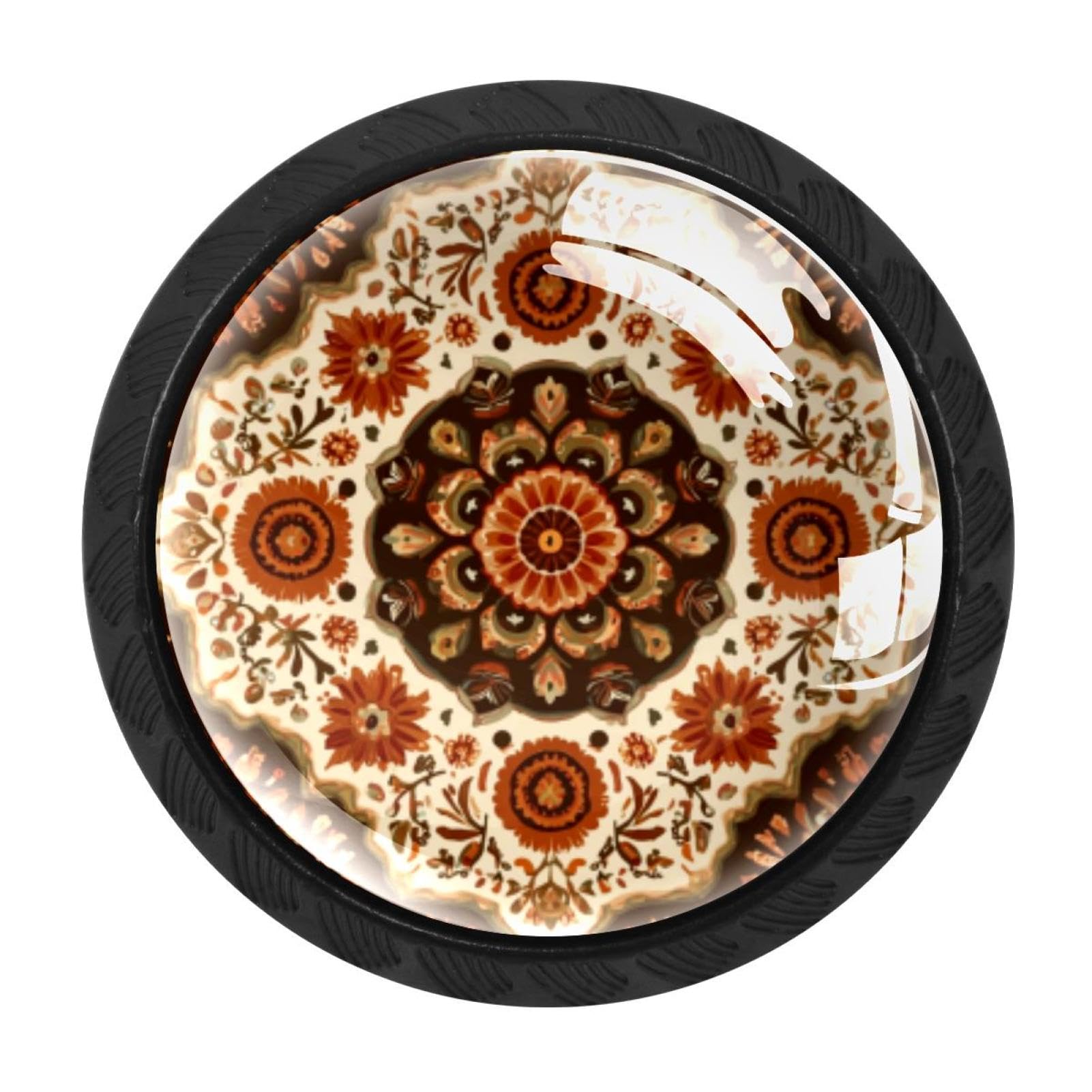 CHENZZZZ 4 Pack Retro Beige Ethnic Pattern (10) Drawer Knob Cabinet Hardware