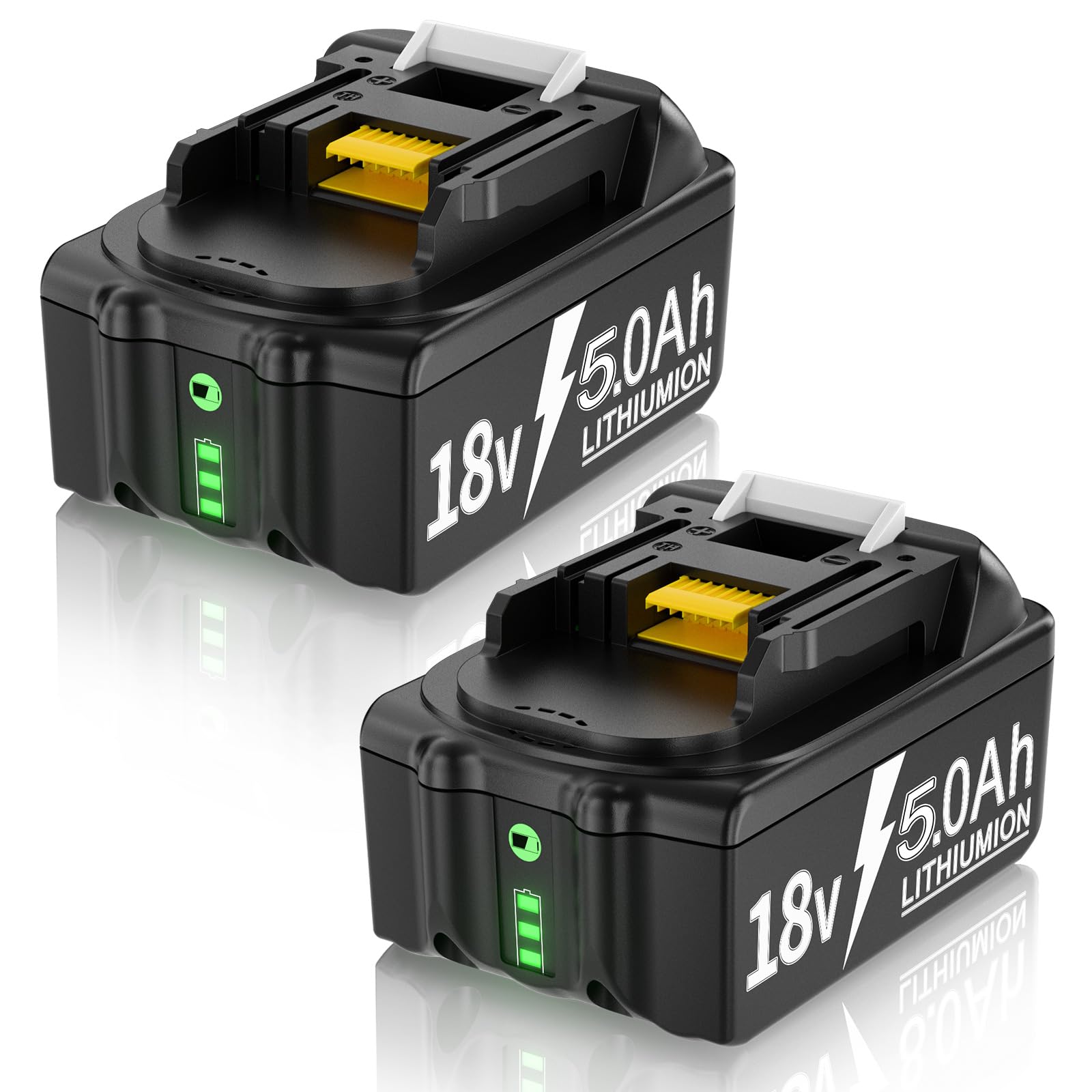 2 Pack 5.0Ah Replacement Battery Compatible with Makita 18V Battery BL1850 BL1830 BL1850B BL1860B BL1860 BL1830B BL1840 BL1820 BL1815 BL1835 BL1845 with LED Indicator