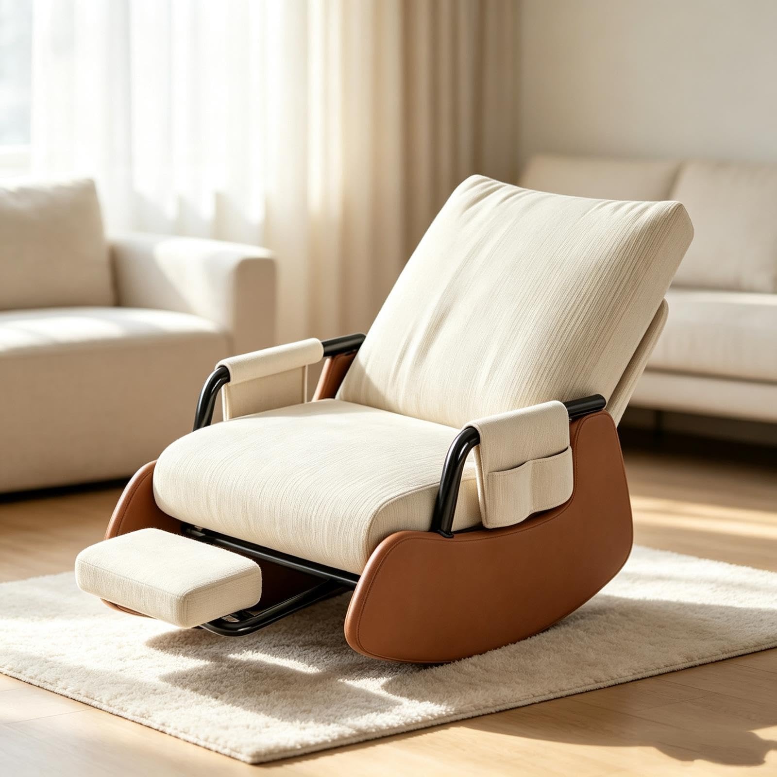 Fauteuil à bascule confort avec repose-pieds, fauteuil salon ergonomique