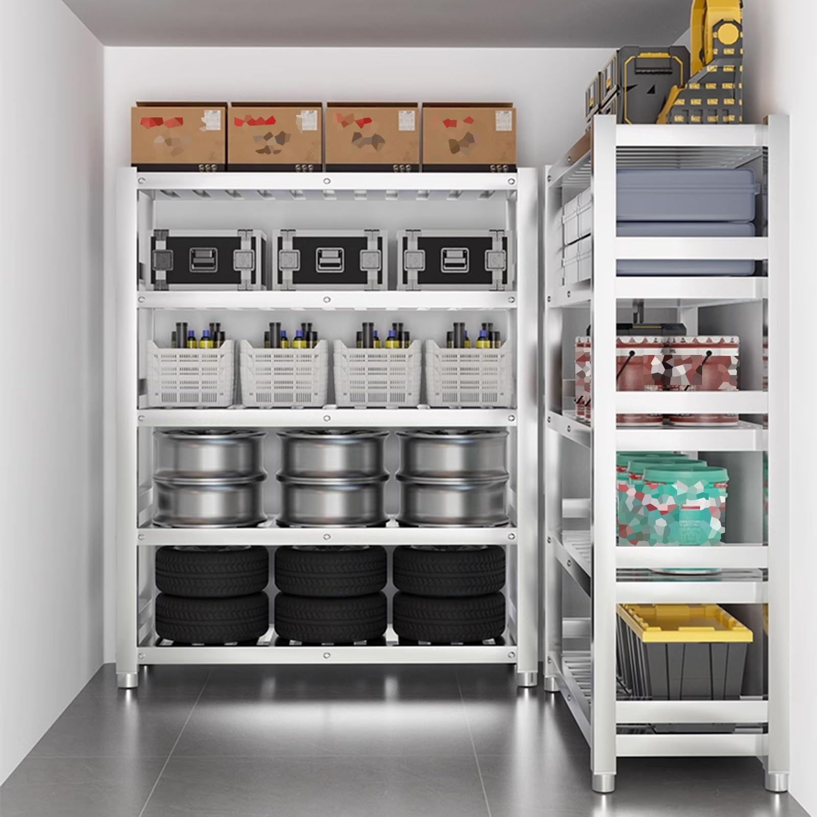 Scaffalatura regolabile in acciaio inox a 4 strati, resistente, per cucina, garage, ufficio, ristorante, magazzino, capacità di carico 100 kg, dimensioni: 60 x 40 x 150 cm