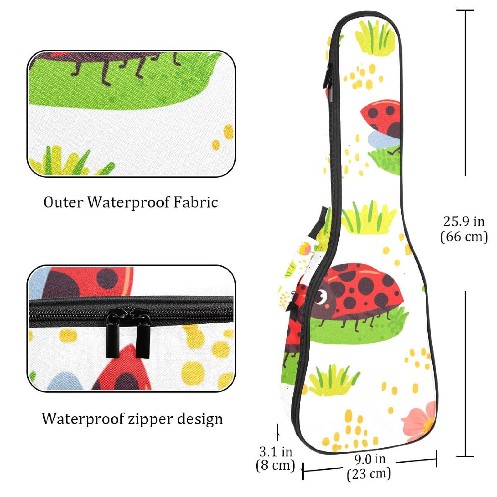 Bolsa De Ukelele Hermosa Flor De Mariquita Fundas Para Ukelele 23 Pulgadas Para Soprano Tenor Concierto 10 Mm De Grosor