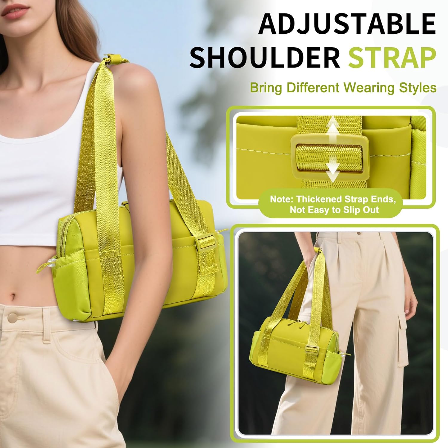 Mini Gym Bag for Women, Yoga Small Sports Bag for Women Girls, Waterproof PU Fitness Tote with Wet Compartment, Avocado Green - Image 4