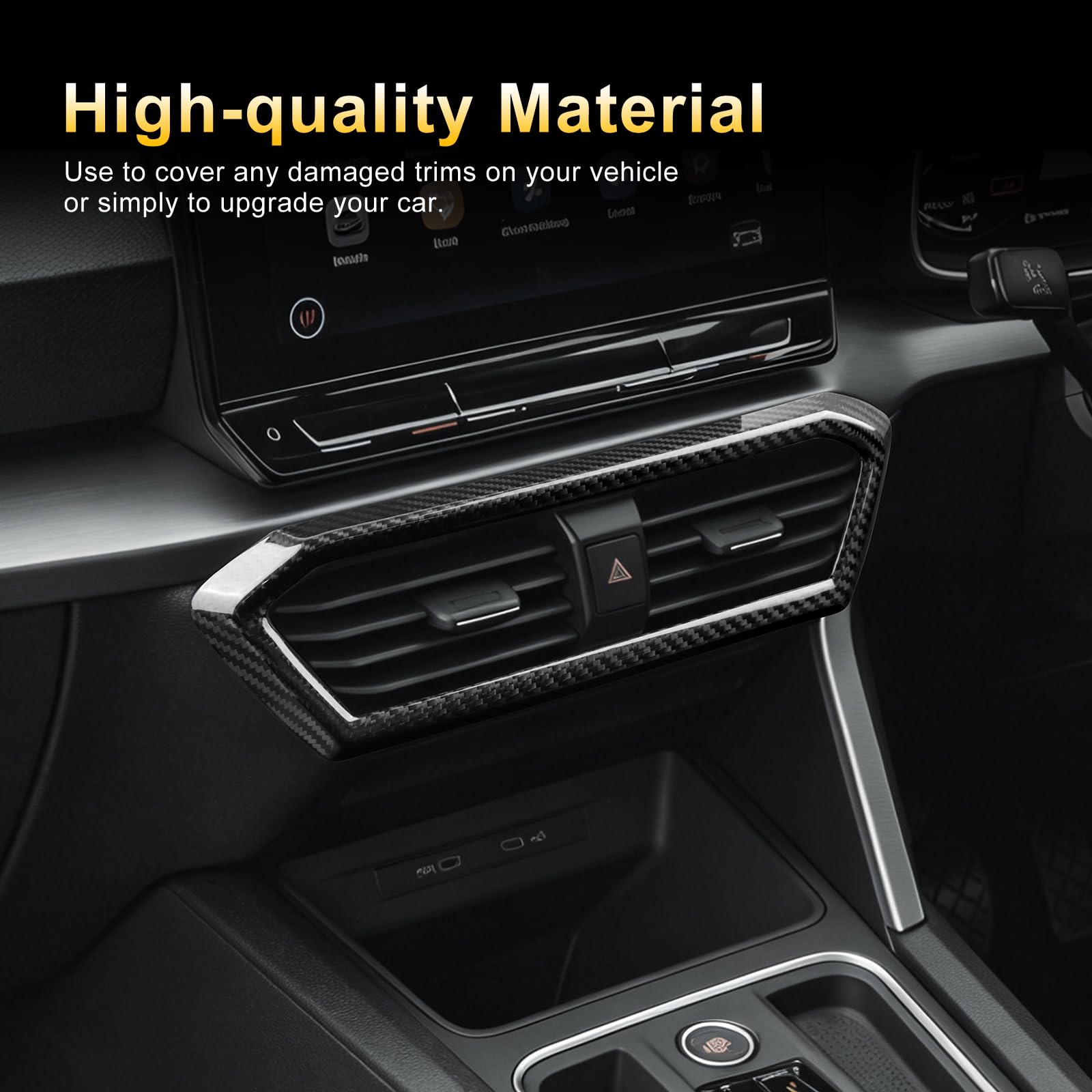 KUNGKIC Pour Cupra Formentor/Seat Leon/Cupra Leon 2021-2026 Console centrale de voiture, cadre de sortie d'air, tableau de bord, autocollant de sortie d'air, accessoire intérieur, cadeau (noir)