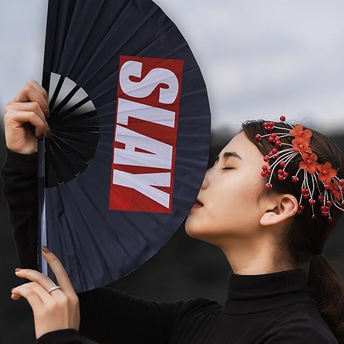 Miniatura 4 de Abanico plegable grande para rave, ventilador chino de Kung Fu Tai Chi para hombres y mujeres, festivales de boda, decoración de fiesta de