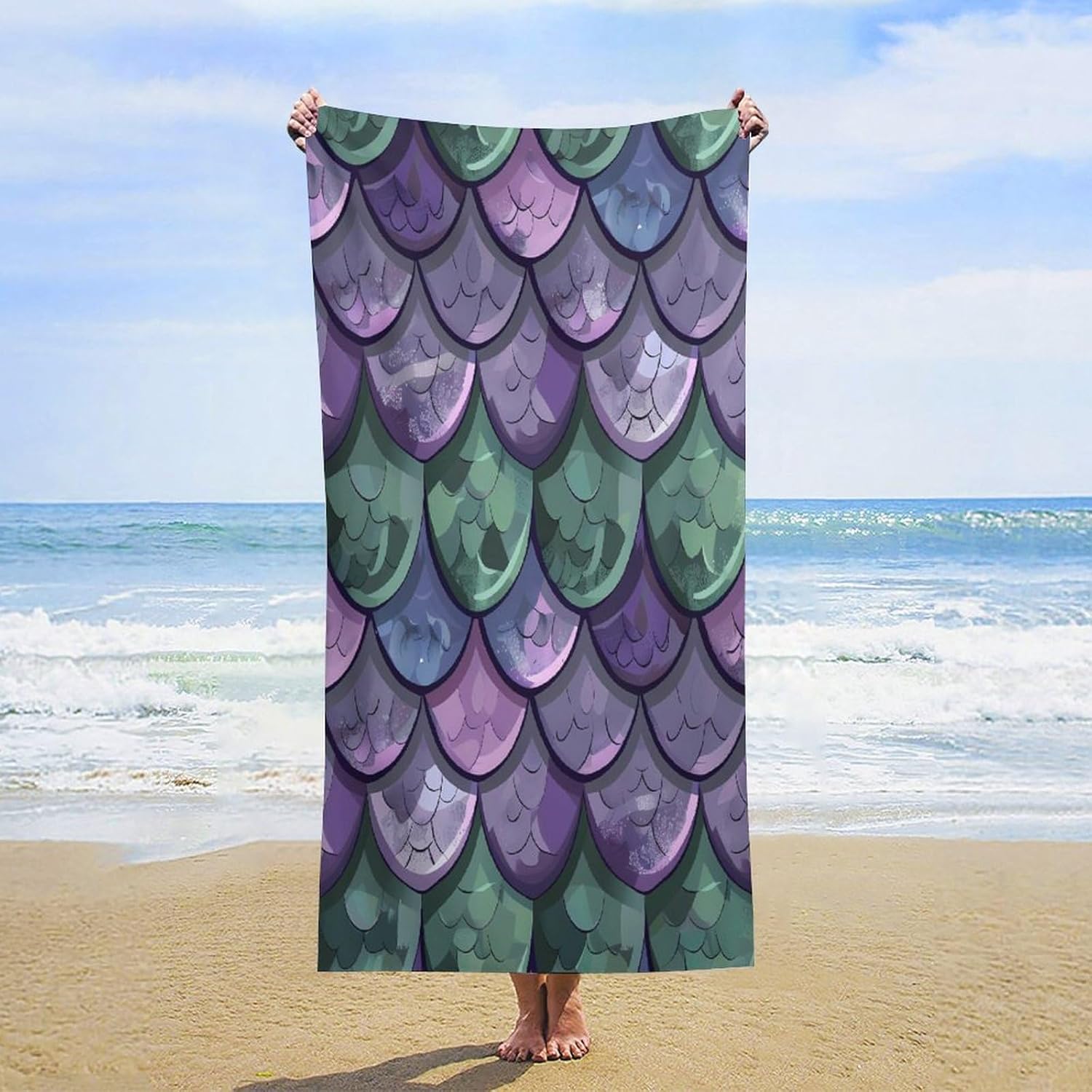 Dragon Scales Texture Bath Towel Beach Towels Quick Dry Oversized Bath Blanket Highly Absorbent Towel for Women Men 160x80cm