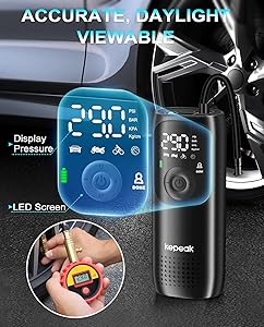 Tire Inflator Portable Air Compressor - Bike Tire Pump, 150PSI Cordless Air Pumps for Car Tires, Auto Off, Electric Tire Pump for Car, Motorcycle, Bicycle