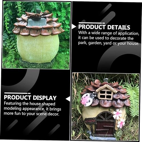 Miniatura 8 de Decoración al aire libre ornamento de la casa de resina micro paisaje ornamento solar jardín casa para patio