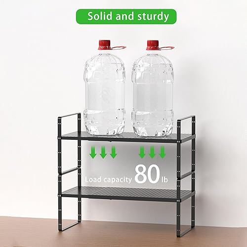 Miniatura 3 de SOFRON Estante Organizador de Gabinete Expandible, Elevador de Estante Apilable para Cocina Pequeña, Despensa, Escritorio, Armario, Encimera,