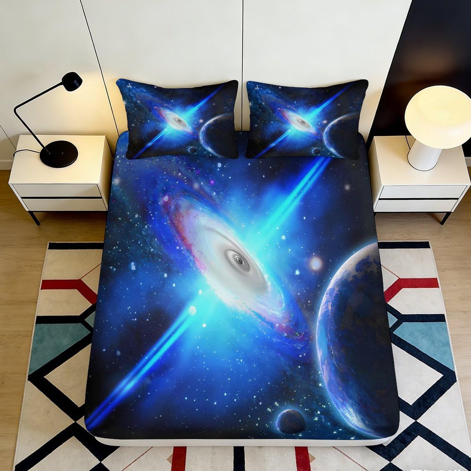 3D Printed Cactus Llama Pattern Fitted Sheet Microfiber Deep Pocket Non-Slip Full Wrap Bedroom Mattress Fitted Cover for Adults Washable 160x200x25cm