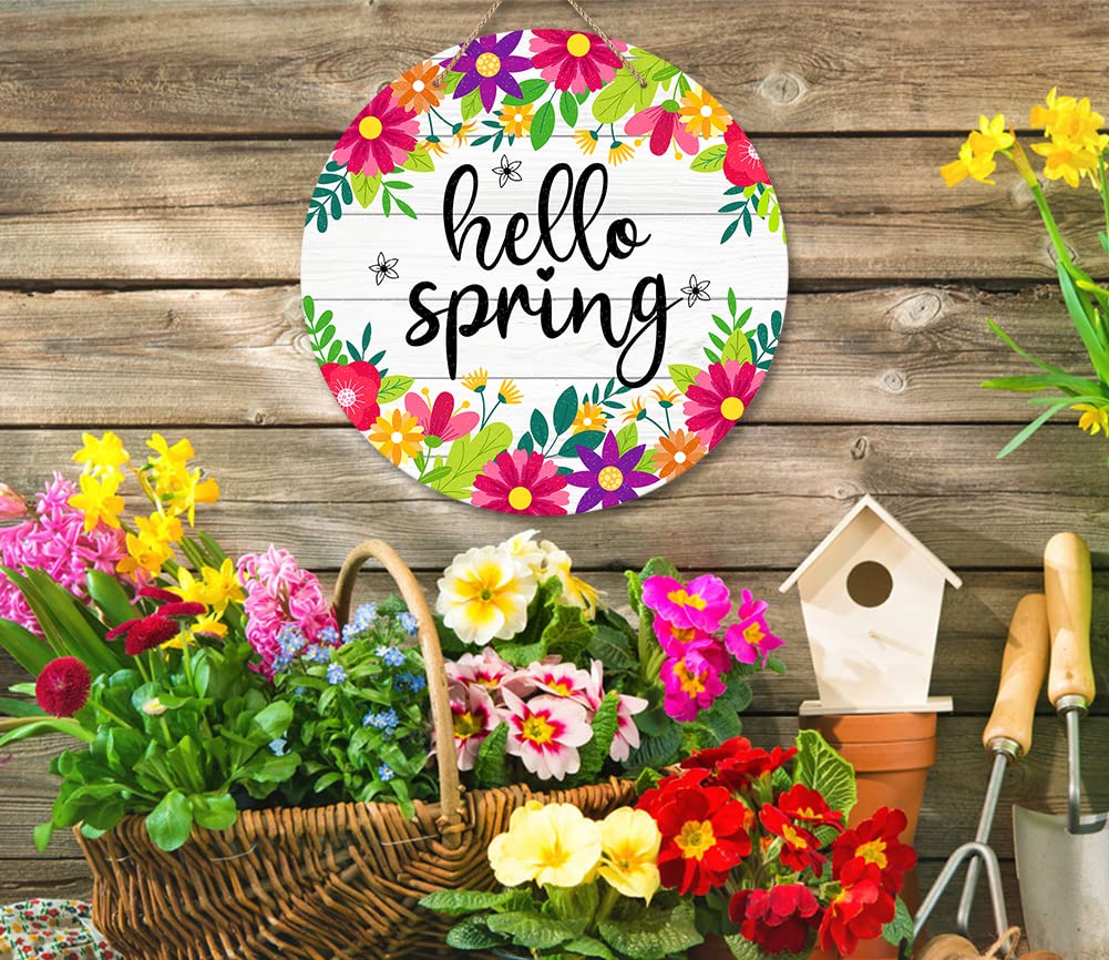 春の花 置物 HELLO Spring SICOHOME Hello Spring Door Sign 11.5