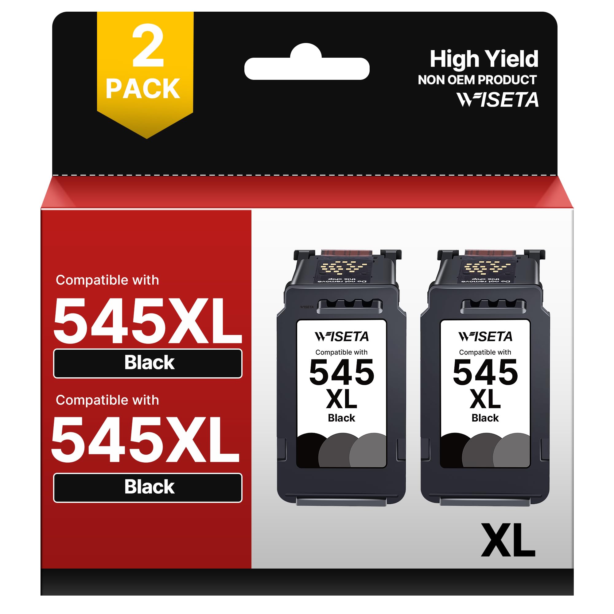 WISETA PG-545XL Patronen für Canon Druckerpatronen 545 XL Multipack für PIXMA MX495 TS3150 TR4551 MX490 MG3050 TS3350 MG2950 MG2550S TS3151 TR4500 tintenpatronen(2 Schwarz)