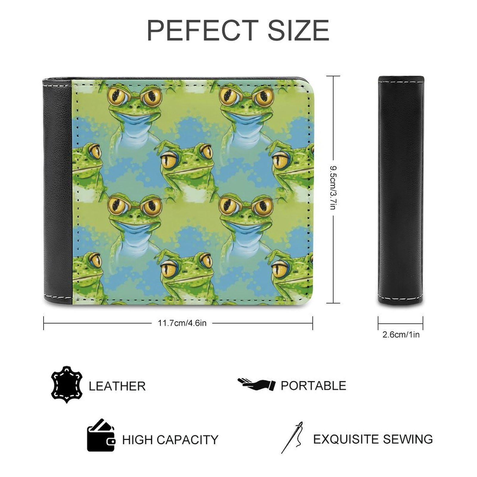 Funny Frogs Funny Billfold Wallet Credit Card Holder Slim Passcase Pouch Purse for Men Women