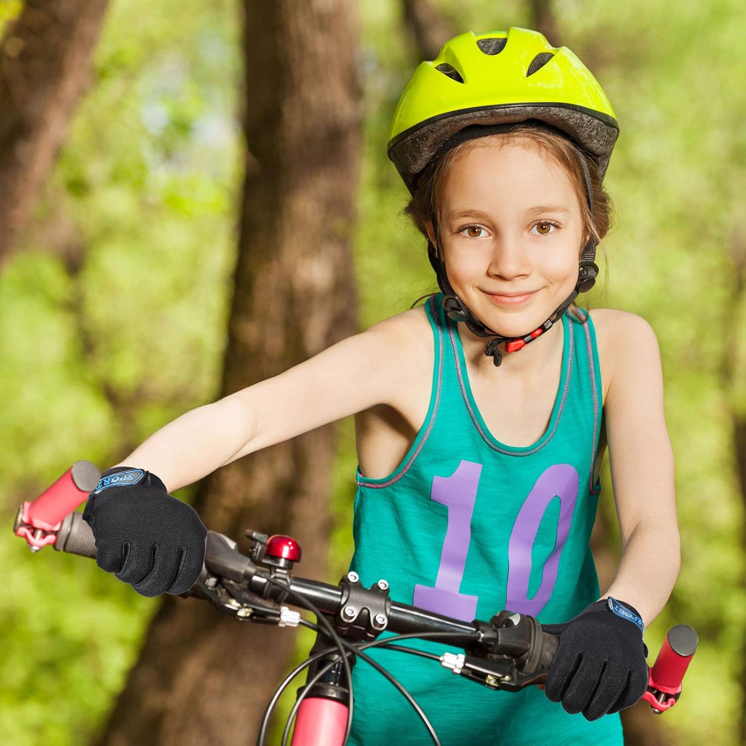 2 Pairs Kids Cycling Gloves Children Sport Gloves Full Finger Fishing Gloves Breathable Non-Slip Children Bike Gloves for Outdoor Sports Hiking Riding Fishing Climbing (Army Green, Black) : Sports & Outdoors