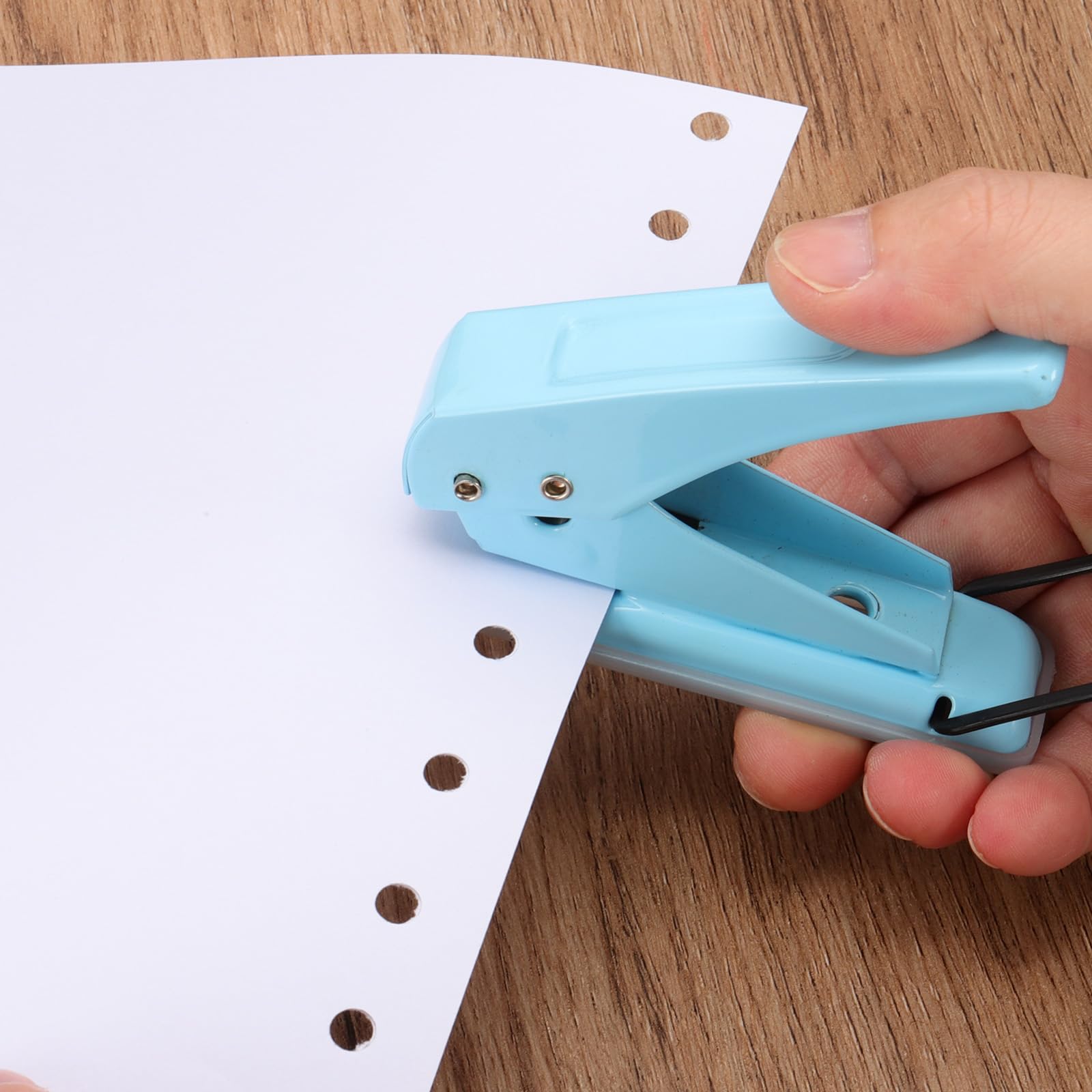 PATIKIL 1/4" Single Hole Punch, Handheld Heavy Duty Hole Puncher Press Metal Paper Puncher for Tag DIY Craft Scrapbook Ticket Blue - Image 3