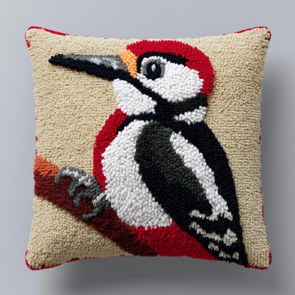 Taxpy DIY Latch Hook Pillow Kit,Bird 43 X 43 Cm
