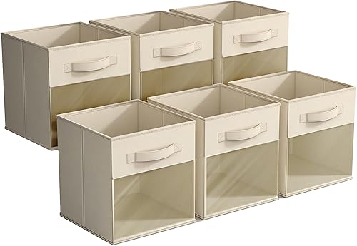 Miniatura 7 de Sorbus Contenedores de almacenamiento de 11 pulgadas con ventana transparente, 6 cestas plegables para organizar ropa, juguetes, libros, cubos de