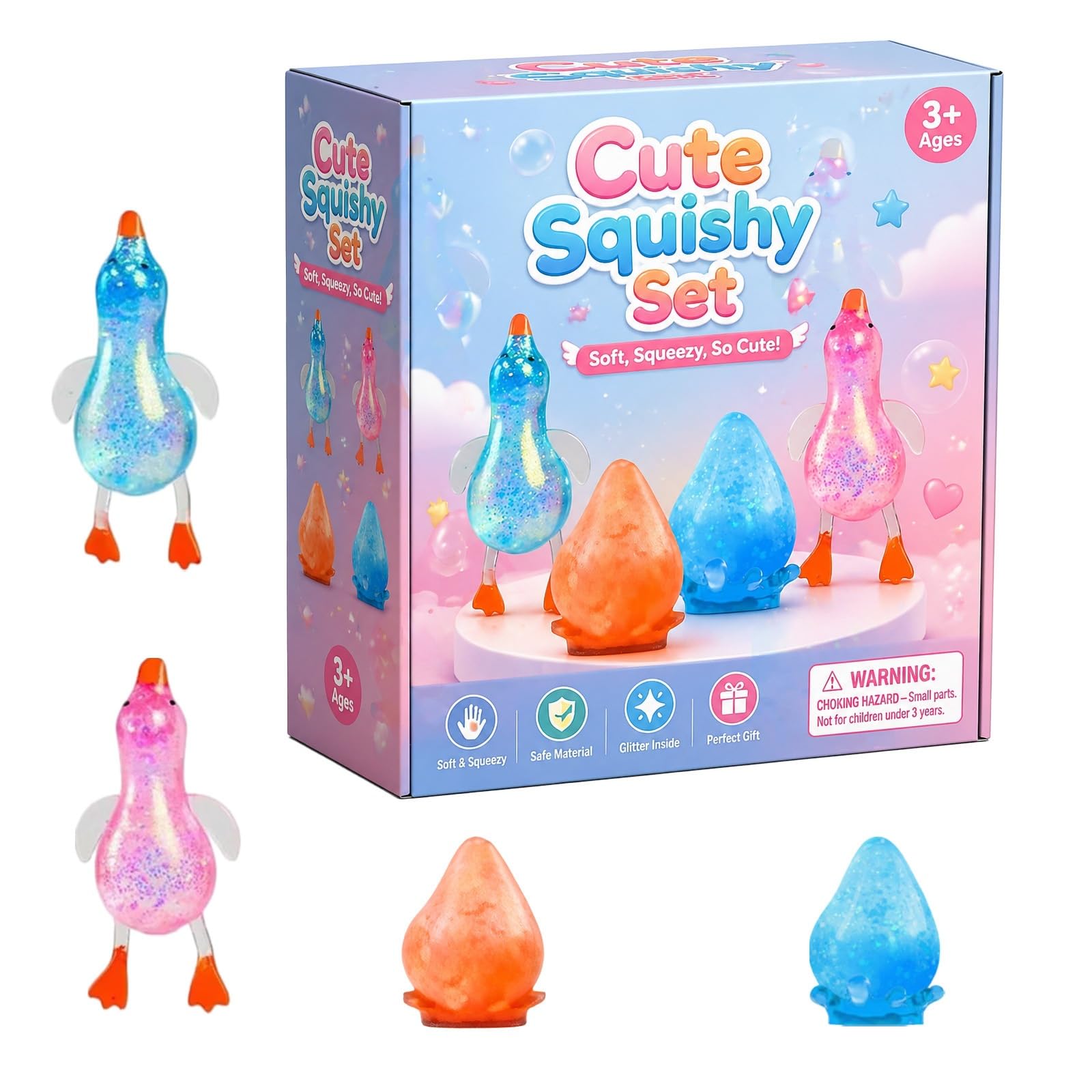 Stress Balls, Squishy Stress Balls Sensory Squeeze Ball for Kids Adults Squishy Fidget Toy Stress Relief Squishy Hand Exercise Balls Sensory Toys for Anxiety Alleviation (C)