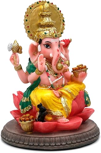 Miniatura 7 de alikiki Estatua de Ganesha - Artículo de regalos indios  6.8 pulgadas, Dios hindú Señor Ganesh Ganpati ídolo para la oficina en casa india, altar