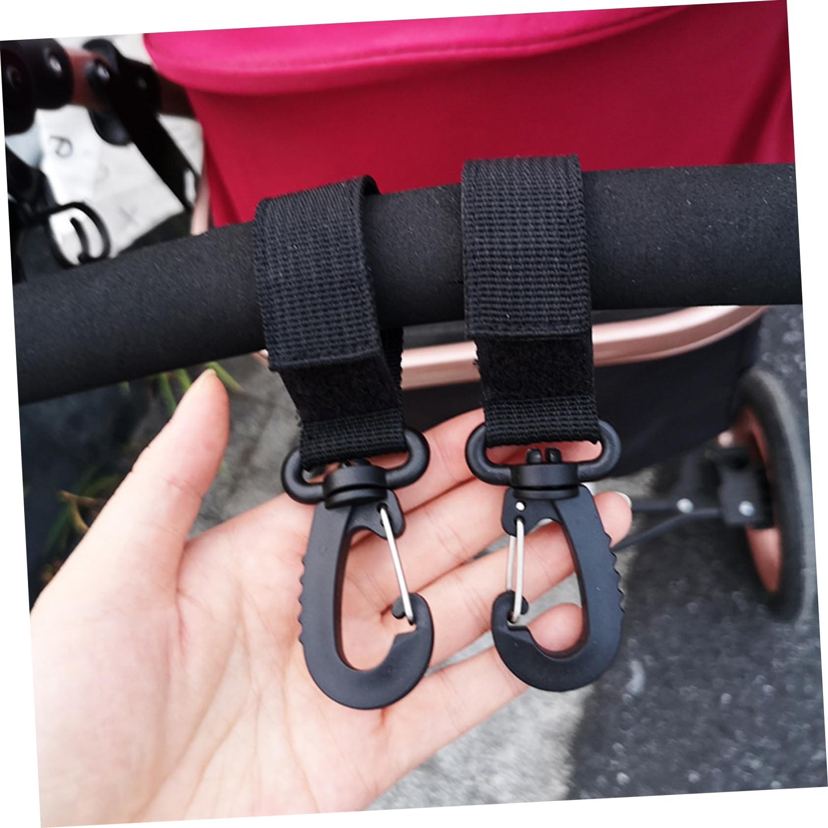 ASAKKURA Stroller Hanging Hooks 4pcs Rotatable Hooks for Baby Stroller Bikes Wheelchairs