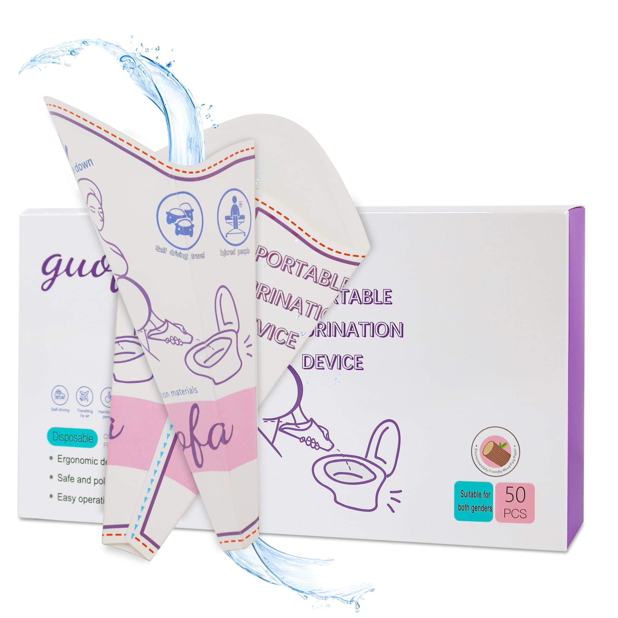 guofa Pee Funnel for Women, Disposable Portable Female Urinals for Women, Womens Pee Funnel for Travel & Camping Essentials, Leak-Proof Female