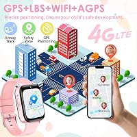 clleylise 4G GPS Okosóra Gyerekeknek - Vízálló IP68, SOS, Hanghívás, Játékok, Érintőképernyő, Rózsaszín Gyerek Okosóra 4-16 Éveseknek 2