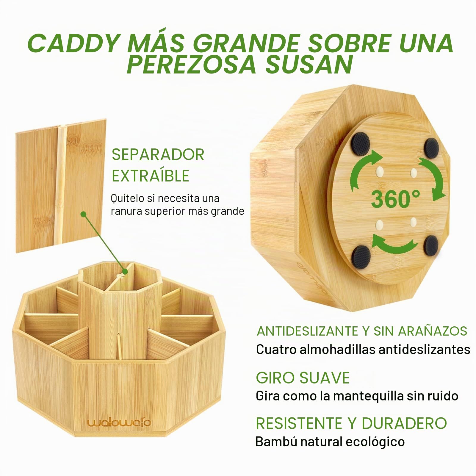 walowalo Organizador giratorio de bambú con capacidad para más de 800 lápices giratorios, soporte para bolígrafos para escritorio, almacenamiento de brochas para oficina, escuela, aula, organización