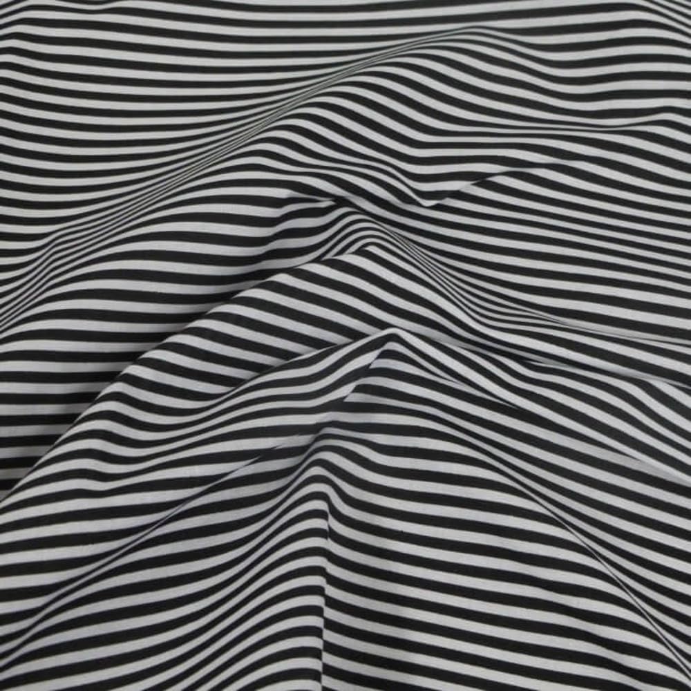 Oh Sew Crafty Limited Black Polycotton Fabric 3Mm Candy Stripes Craft Stripe Dress Striped Material (Sold Per Metre) (Black)