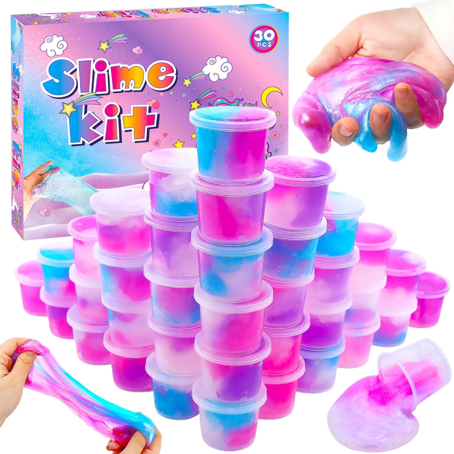 Kit Mini Slime Fluffy 60ml – 1 Pot Parfumé, Non Collant, Avec Charme – Anti-stress – Cadeau Enfant (choix Couleur)