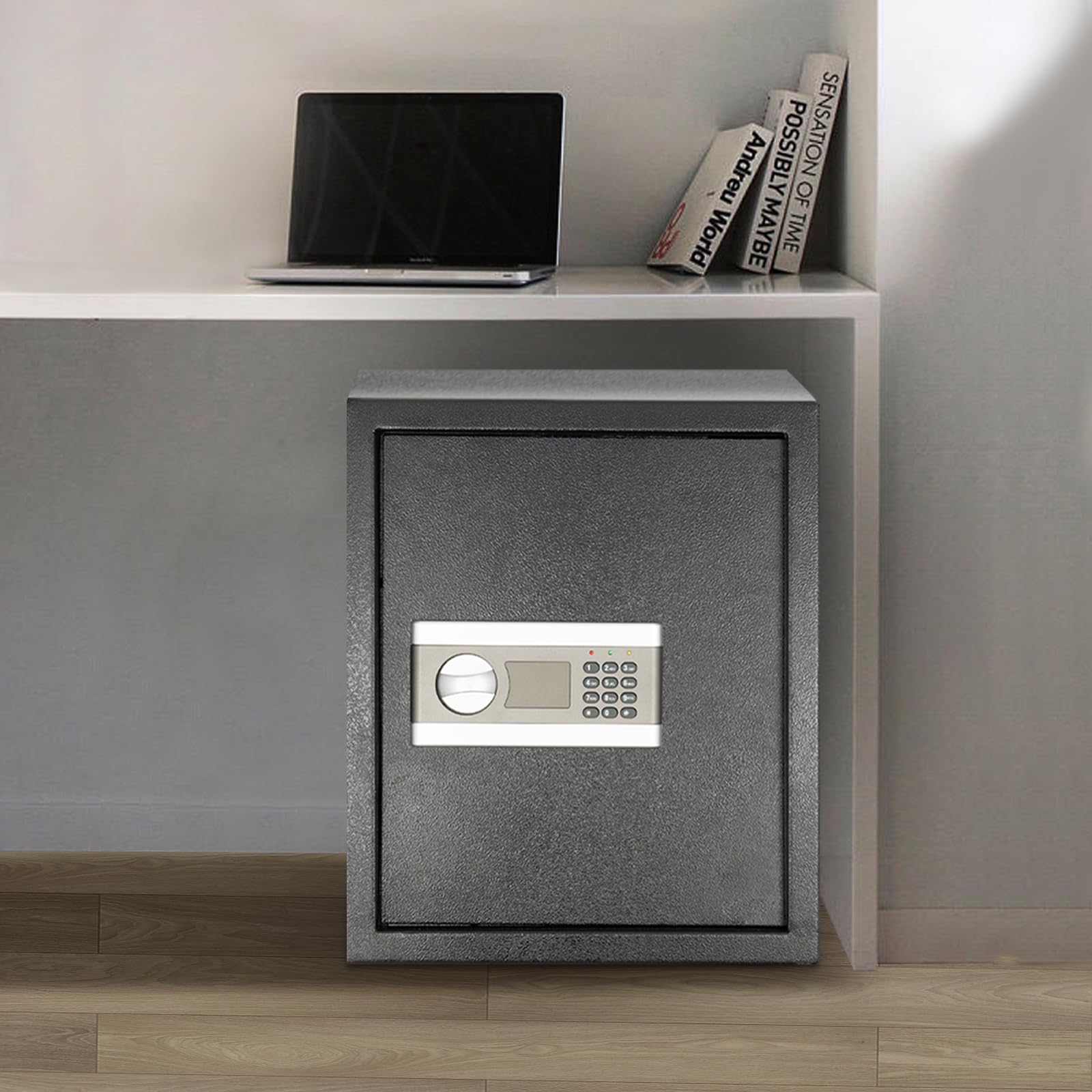 Coffre-fort mural 45 l - Résistant au feu - 38 x 31 x 45 cm - Grand coffre-fort numérique combiné - Avec 2 clés d'urgence, 45L Tresorschrank Haushalt