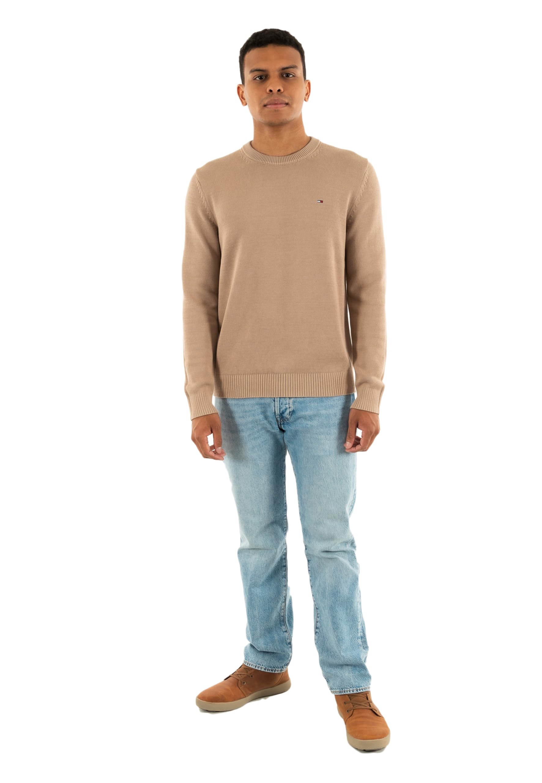 Tommy Jeans Men's TJM Slim Ess Sweater Ext Dm0Dm21787 Pullover, Beige (Coastal Taupe), XL