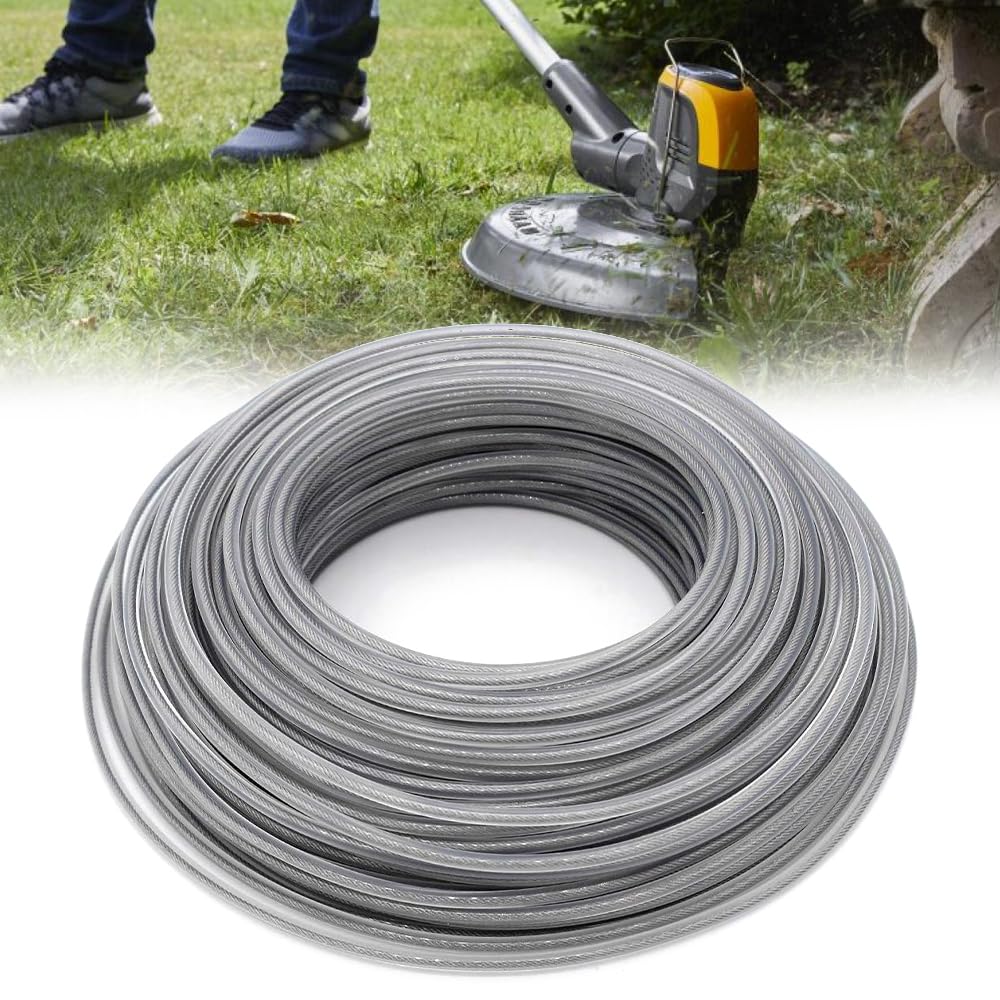 Hilo Desbrozadora Acero 2,4mm x 30m, Línea Trimmer Strimmer de Acero Hilo de Corte de Alambre de Acero Hilo de Corte para Desbrozadora Línea de Recortadora de Hilo para Hierba Crecida y Malas (30m)