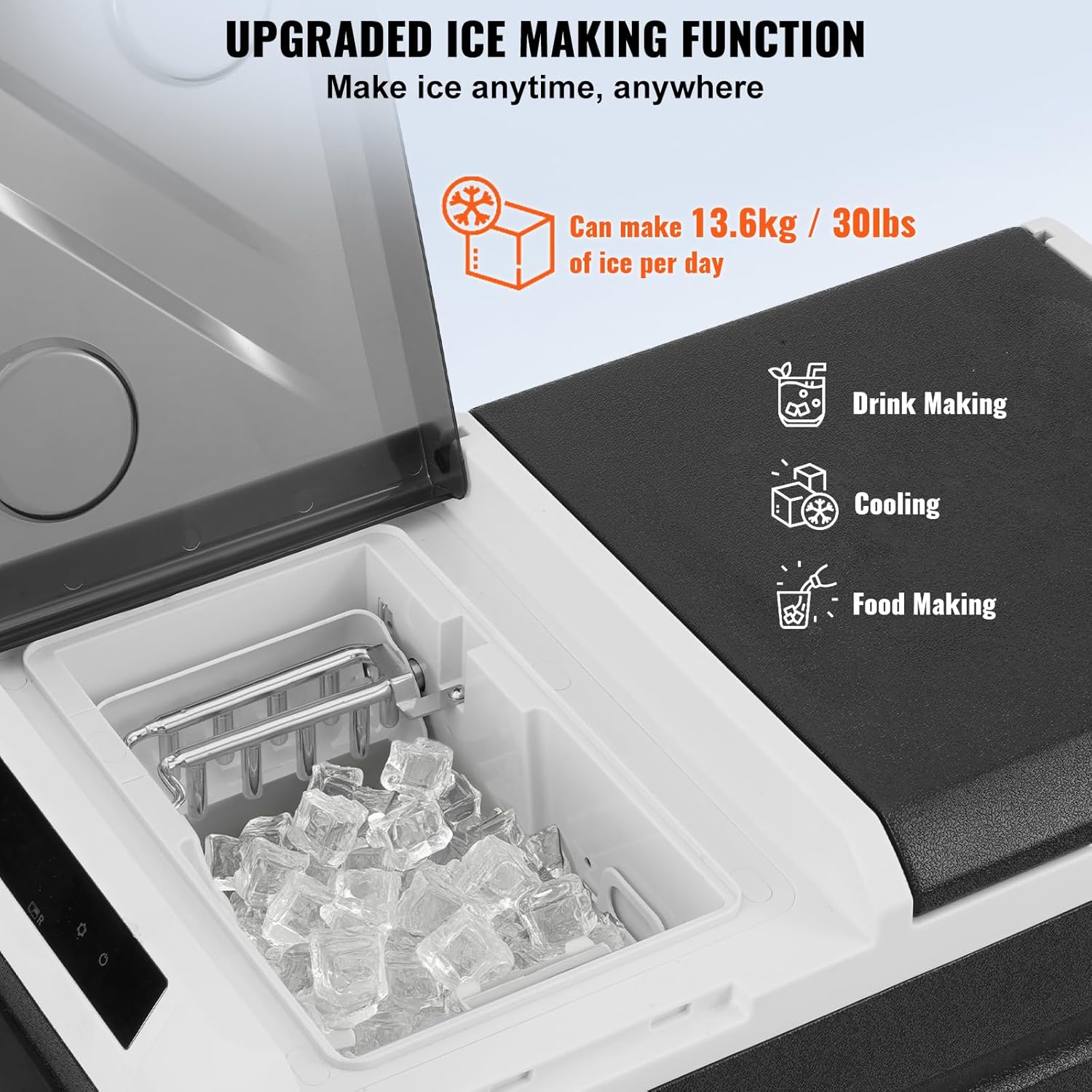 Happybuy Portable Car Refrigerator, with Ice Making Function, 12 Volt Fridge, 38 QT Single Zone Portable Freezer, -4℉-68℉ Adjustable Temperature, Compressor Cooler for Camping, Car, RV