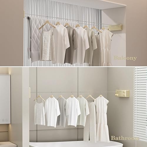 Miniatura 7 de Danpro Tendedero retráctil, línea de secado de 2x13.8 pies de diseño para dormitorioarmario de lujo, se integra perfectamente con interiores