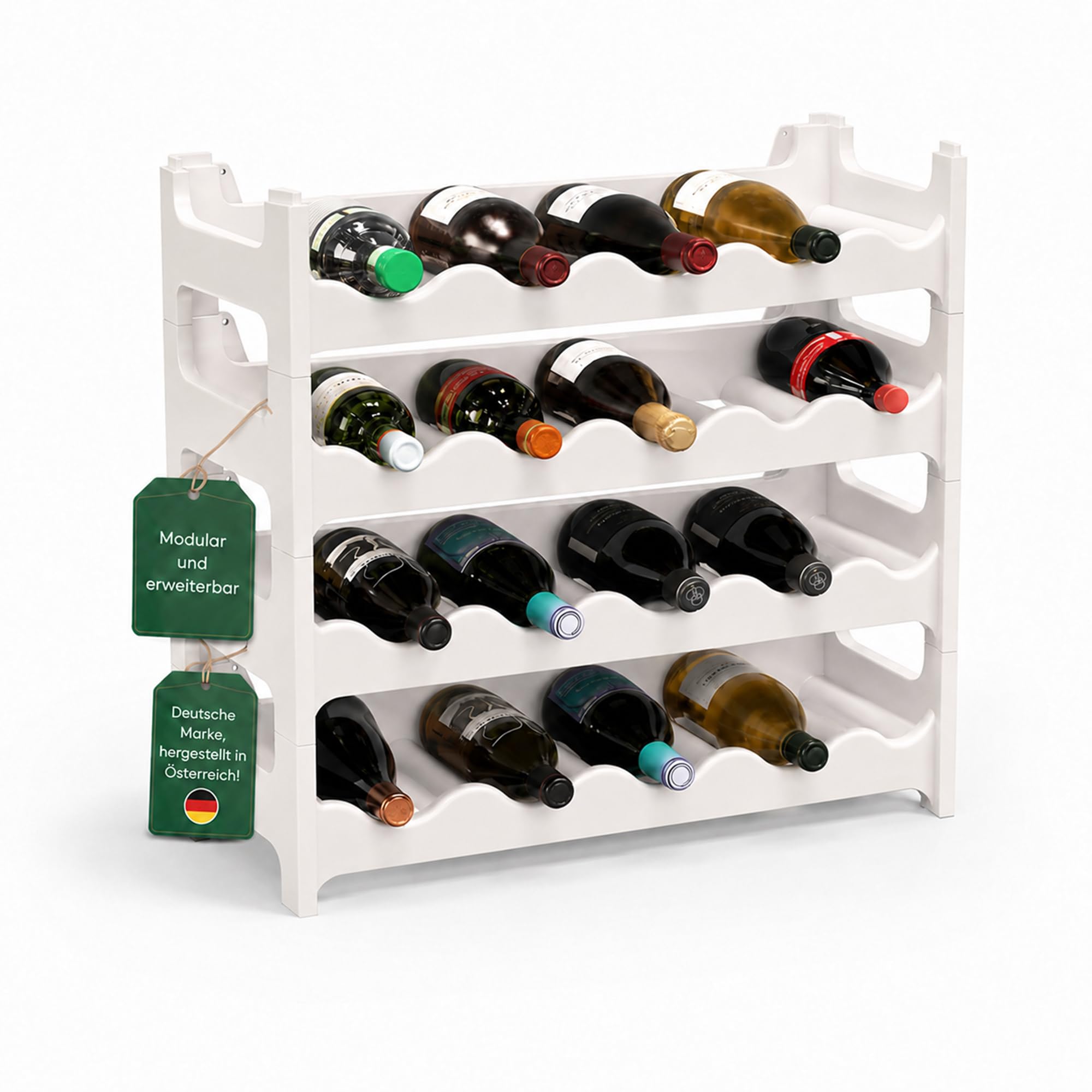 ARTECSIS® Weinregal stapelbar & modular erweiterbar Kunststoff für 12-72 Weinflaschen - Stabiles Flaschenregal & Getränkeregal Gastronomie-Qualität - Flaschen Weinständer & Weinflaschenhalter