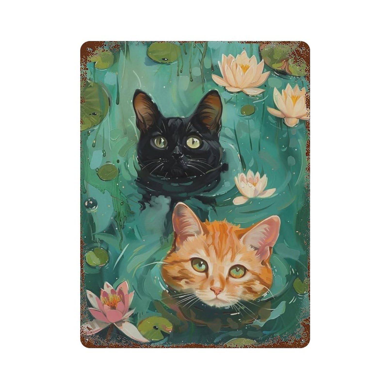 HDURYEYRYY Pond Kittens 04 Wall Retro Iron Vintage Art Metal Tin Sign Poster Modern Home Cofffee Club Art Bar Shop Decor Style 40x30cm