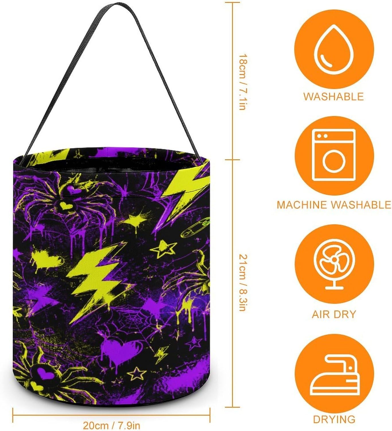 Surge Weaver Halloween Trick Or Treat Bucket Candy Tote Hand‑held Pouch for Cosplay Theme Party Gift Storage image 2